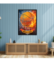 Siyah Çerçeveli Kanvas Baskı Tablo  Basketbol Temalı Resim ÖLÇÜ 55cmx75cm