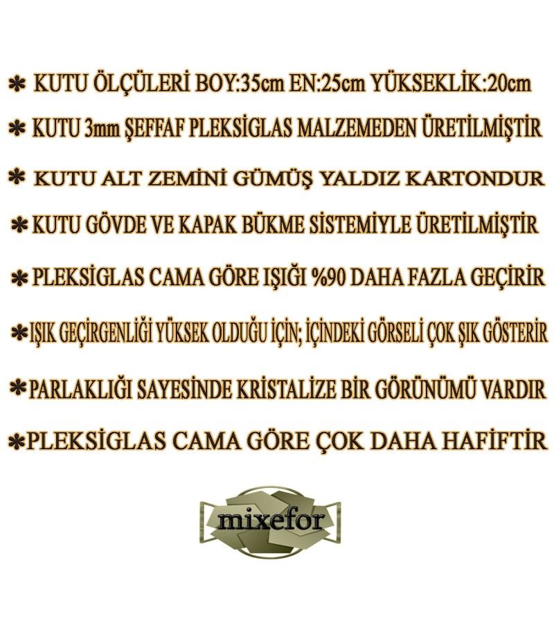 SÖZ NİŞAN BOHÇA KUTUSU -PLEKSİ KUTU -HEDİYE KUTUSU -35 CM X 25 CM X 20 CM ÖLÇÜLERİNDE