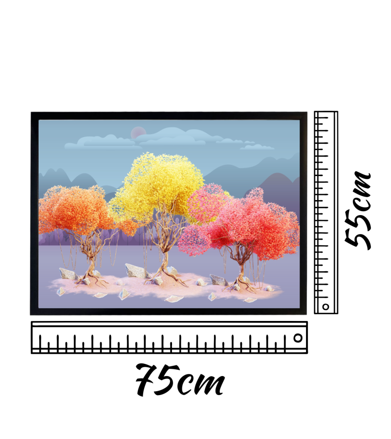 Çerçeveli Modern  Ağaç Resmi Kanvas Baskı Tablo