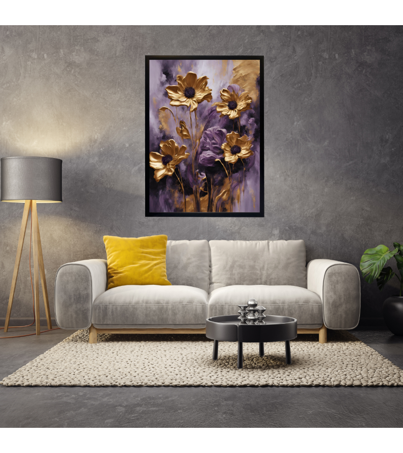 Çerçeveli Çiçekli Modern  Kanvas Baskı Tablo