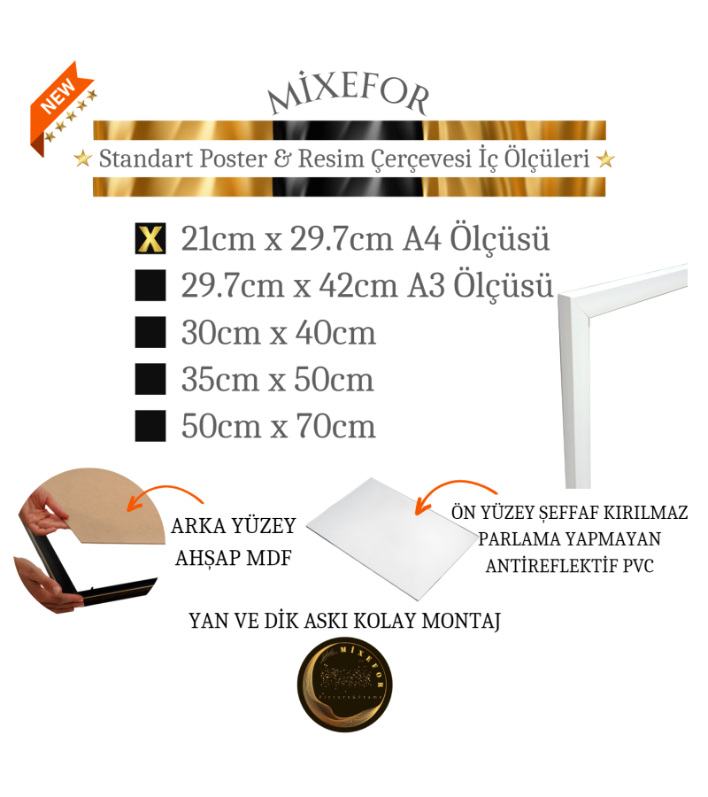 A4 Ölçülerinde Diploma Sertifika Fotoğraf Resim Çerçevesi