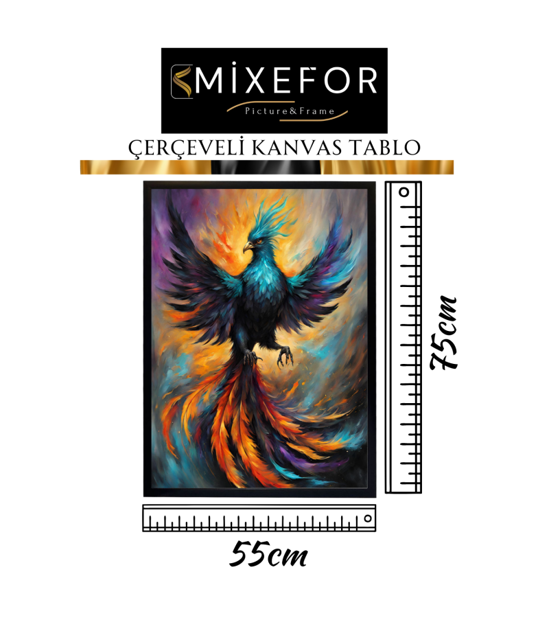 Çerçeveli Kanvas Baskı Tablo Anka Kuşu Siyah Çerçeveli Baskı Tablo