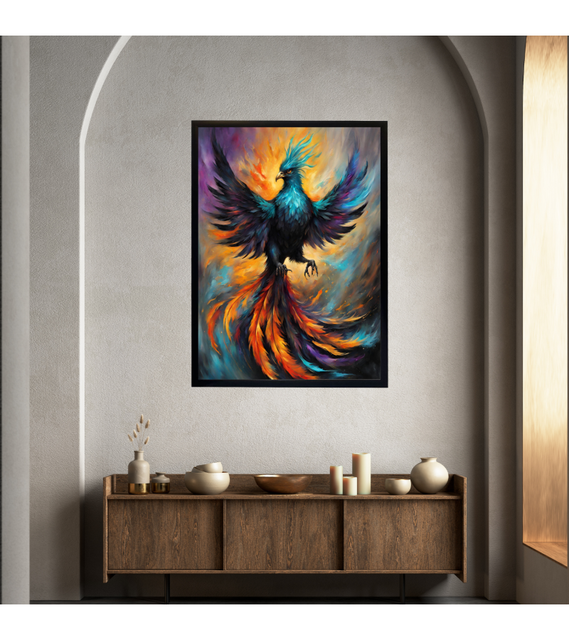 Çerçeveli Kanvas Baskı Tablo Anka Kuşu Siyah Çerçeveli Baskı Tablo