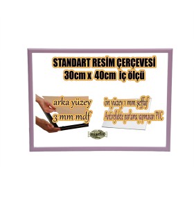 STANDART BOŞ ÇERÇEVE - 30CM X40CM İÇÖLÇÜ - RENK LİLA -ARKA YÜZEY 3mm MDF- ÖN YÜZEY 1MM ANTİREFLEKTİF