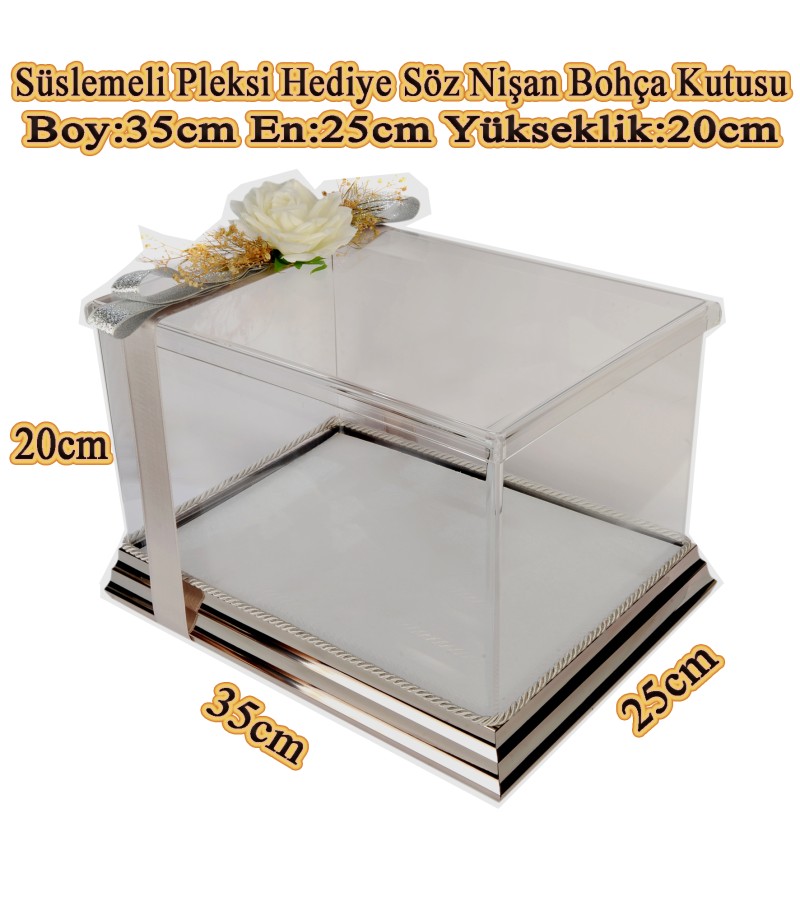 SÖZ NİŞAN DAMAT BOHÇA KUTUSU  - BOHÇA KUTUSU -PLEKSİ KUTU-HEDİYE KUTUSU 35 CM X25 CM X 20 CM ÖLÇÜLERİNDE