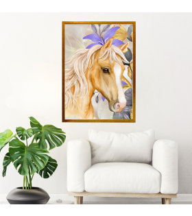 Çerçeveli Kanvas Baskı Tablo At Resim Altın Renk Çerçeve ÖLÇÜ 55cmx75cm