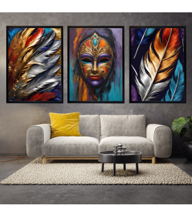 Çerçeveli  Soyut Modern 3 Parça Kanvas Tablo Set