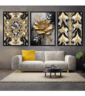 Çerçeveli 3 Parça Soyut Modern  Kanvas Tablo Set