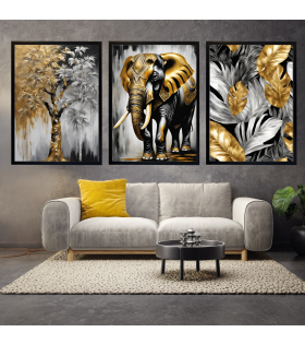 Çerçeveli 3 Parça Soyut Modern Kanvas Tablo Set