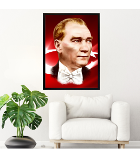 Çerçeveli Atatürk Resim Kanvas Baskı Tablo