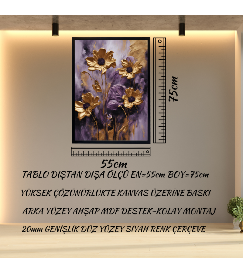 Çerçeveli Çiçekli Modern  Kanvas Baskı Tablo