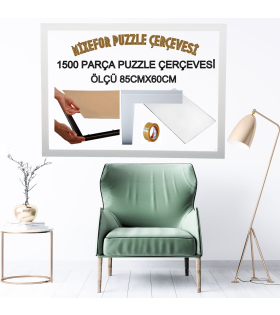 1500 Parça Puzzle Çerçevesi Renk Beyaz