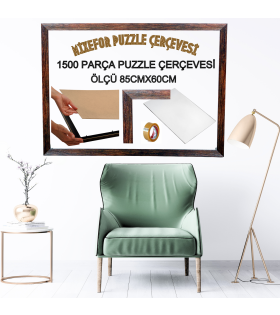 1500 Parça Puzzle Çerçevesi Renk Kahve