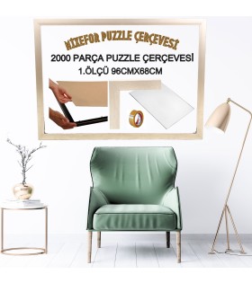 2000 Parça Puzzle Çerçevesi 2.ölçü 96cm x 66cm Renk Gümüş