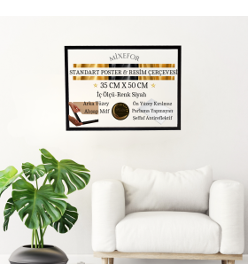 35cmX 50cm Ölçü Siyah Renk Poster Evrak Fotoğraf Resim Çerçevesi