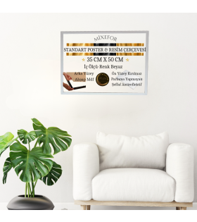 35cmX 50cm Ölçü Beyaz Renk Poster Evrak Fotoğraf Resim Çerçevesi