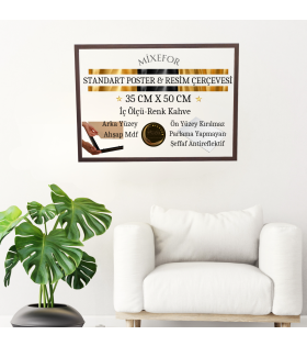 35cmX 50cm Ölçü Kahve Renk Poster Evrak Fotoğraf Resim Çerçevesi