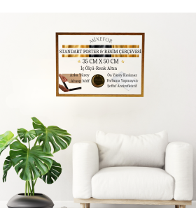 35cmX 50cm Ölçü Altın Renk Poster Evrak Fotoğraf Resim Çerçevesi