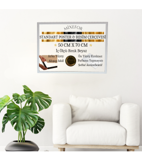 50cm x70cm Ölçülerinde Poster Afiş Çerçevesi Renk Beyaz