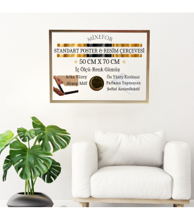 50cm x70cm Ölçülerinde Poster Afiş Çerçevesi Renk Gümüş