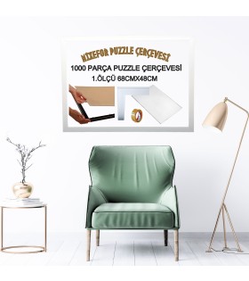 Puzzle Yapboz Çerçevesi 1000 Parça 68cm x 48cm Ölçülerinde Beyaz Renk Çerçeve