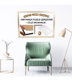 Puzzle Yapboz Çerçevesi 1000 Parça 68cm x 48cm Ölçülerinde Gümüş Renk Çerçeve