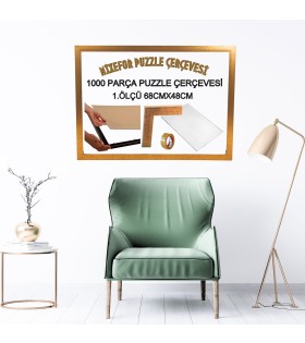Puzzle Yapboz Çerçevesi 1000 Parça 68cm x 48cm Ölçülerinde Renk Altın Çerçeve