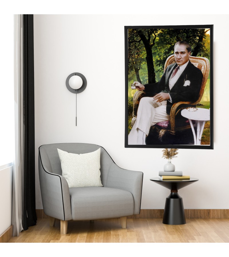 Atataürk  Kanvas Baskı Siyah Çerçeveli Kanvas Baskı Tablo