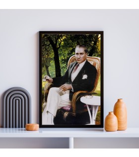 Atataürk Kanvas Baskı Siyah Çerçeveli Kanvas Baskı Tablo