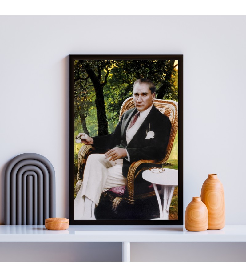 Atataürk  Kanvas Baskı Siyah Çerçeveli Kanvas Baskı Tablo