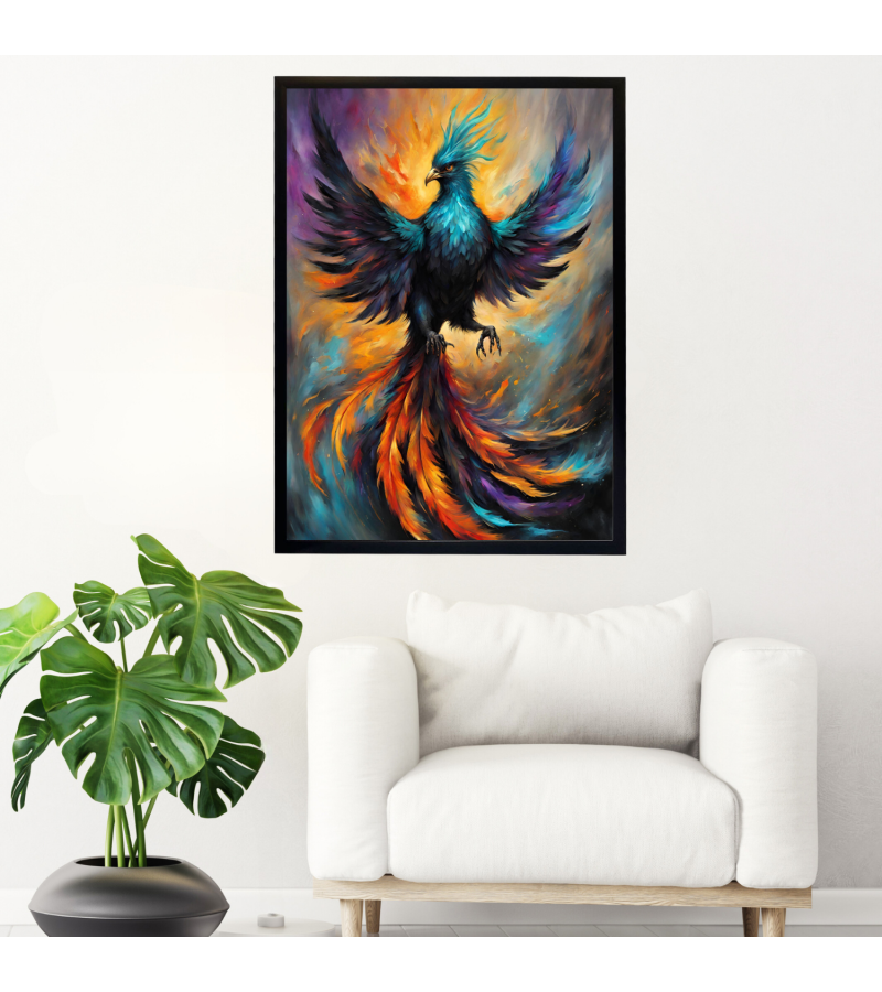 Çerçeveli Kanvas Baskı Tablo Anka Kuşu Siyah Çerçeveli Baskı Tablo