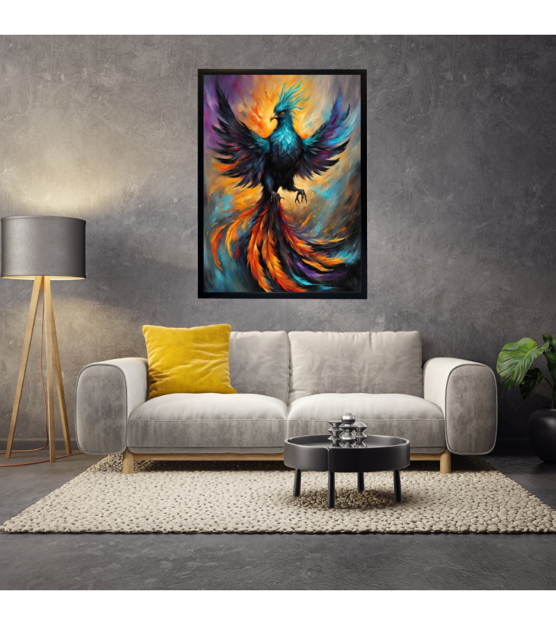 Çerçeveli Kanvas Baskı Tablo Anka Kuşu Siyah Çerçeveli Baskı Tablo